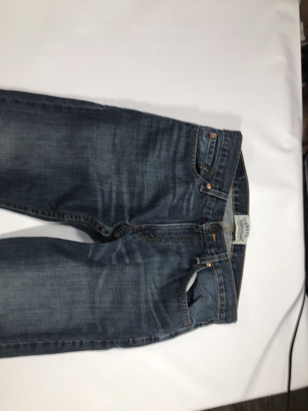 Signature Levis Strauss Jeans Mens 32x30 Blue Dark Wash Cotton Stretch Slim Fit - Picture 3 of 9